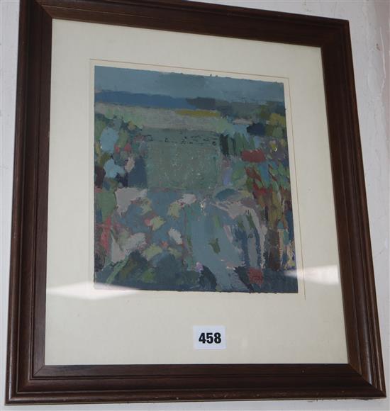 Rachel Sargent, oil on board, Grey Green Day, signed, 23 x 20cm